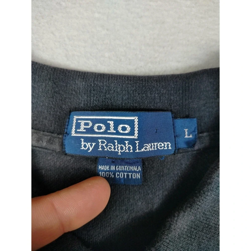 Vintage Polo By Ralph Lauren Polo Shirt Mens Large Black Cotton Red Pony Preppy